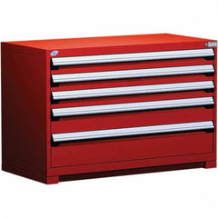 Rousseau Metal - 5 Drawer Flame Red Steel Modular Storage Cabinet - Industrial Tool & Supply