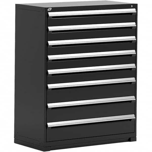 Rousseau Metal - 8 Drawer Black Steel Modular Storage Cabinet - Industrial Tool & Supply