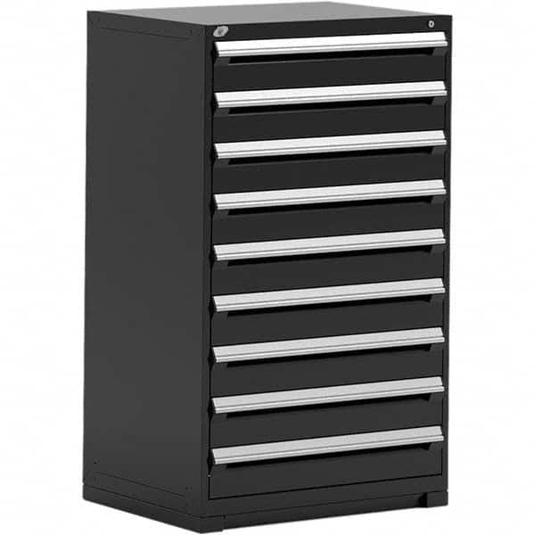 Rousseau Metal - 9 Drawer Black Steel Modular Storage Cabinet - Industrial Tool & Supply