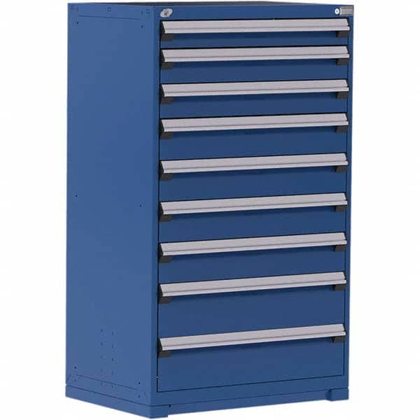 Rousseau Metal - 9 Drawer Avalanche Blue Steel Modular Storage Cabinet - Industrial Tool & Supply