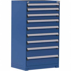 Rousseau Metal - 9 Drawer Avalanche Blue Steel Modular Storage Cabinet - Industrial Tool & Supply