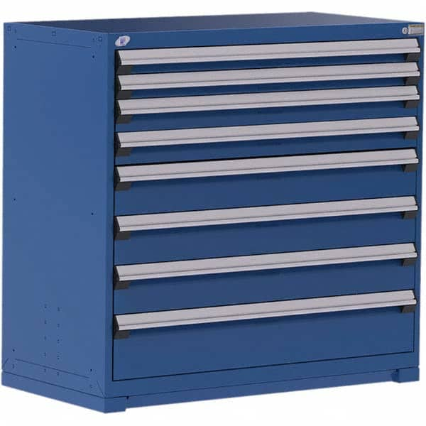 Rousseau Metal - 8 Drawer Avalanche Blue Steel Modular Storage Cabinet - Industrial Tool & Supply