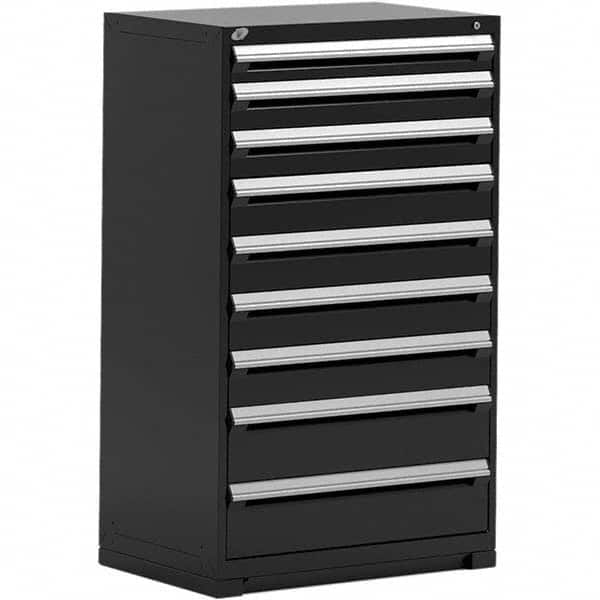 Rousseau Metal - 9 Drawer Black Steel Modular Storage Cabinet - Industrial Tool & Supply