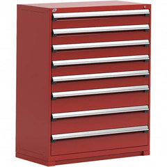 Rousseau Metal - 8 Drawer Flame Red Steel Modular Storage Cabinet - Industrial Tool & Supply