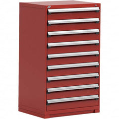 Rousseau Metal - 9 Drawer Flame Red Steel Modular Storage Cabinet - Industrial Tool & Supply