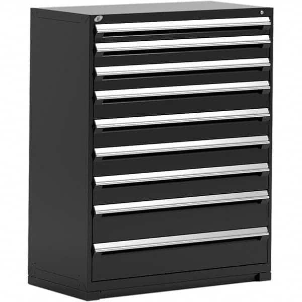 Rousseau Metal - 9 Drawer Black Steel Modular Storage Cabinet - Industrial Tool & Supply