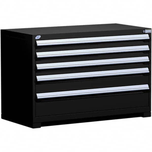 Rousseau Metal - 5 Drawer Black Steel Modular Storage Cabinet - Industrial Tool & Supply