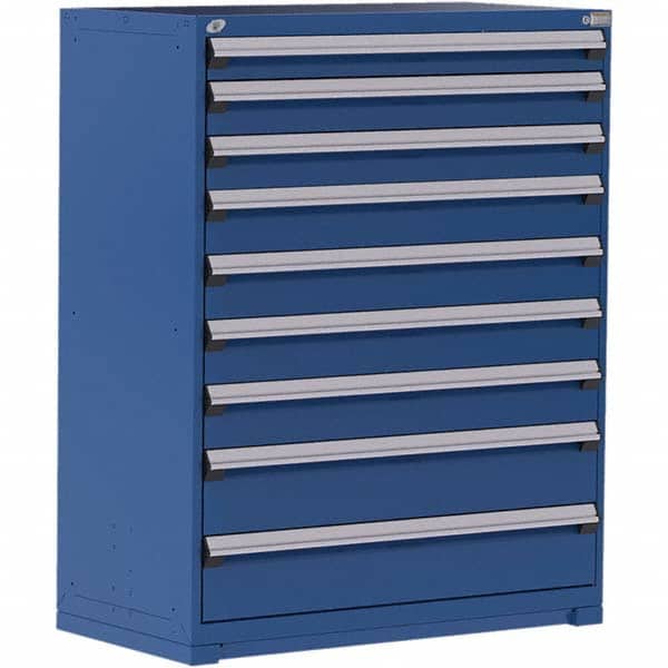 Rousseau Metal - 9 Drawer Avalanche Blue Steel Modular Storage Cabinet - Industrial Tool & Supply