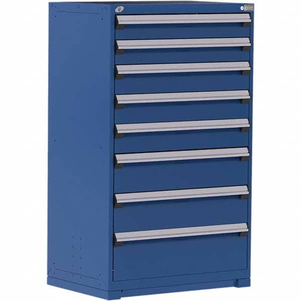 Rousseau Metal - 8 Drawer Avalanche Blue Steel Modular Storage Cabinet - Industrial Tool & Supply