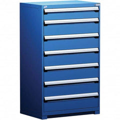 Rousseau Metal - 7 Drawer Avalanche Blue Steel Modular Storage Cabinet - Industrial Tool & Supply