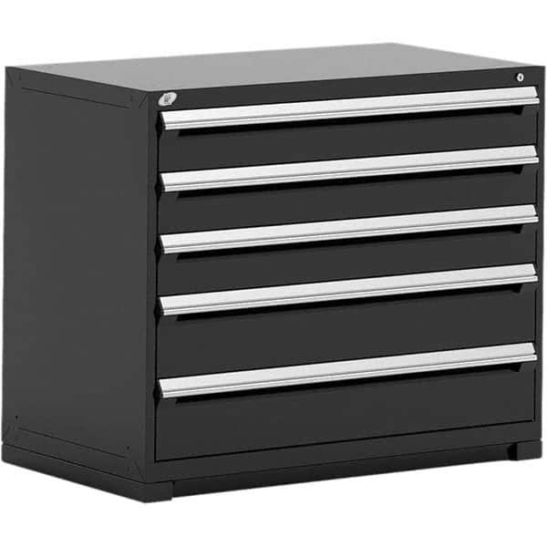 Rousseau Metal - 5 Drawer Black Steel Modular Storage Cabinet - Industrial Tool & Supply