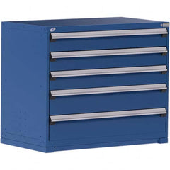 Rousseau Metal - 5 Drawer Avalanche Blue Steel Modular Storage Cabinet - Industrial Tool & Supply