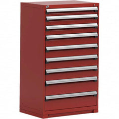 Rousseau Metal - 9 Drawer Flame Red Steel Modular Storage Cabinet - Industrial Tool & Supply