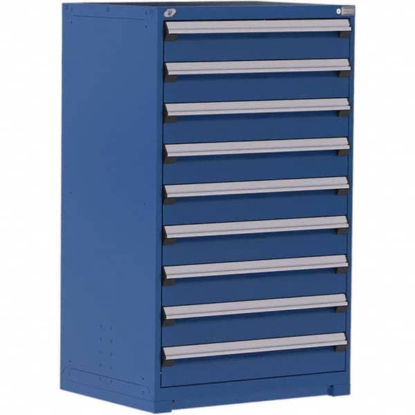Rousseau Metal - 9 Drawer Avalanche Blue Steel Modular Storage Cabinet - Industrial Tool & Supply