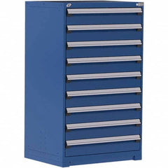 Rousseau Metal - 9 Drawer Avalanche Blue Steel Modular Storage Cabinet - Industrial Tool & Supply