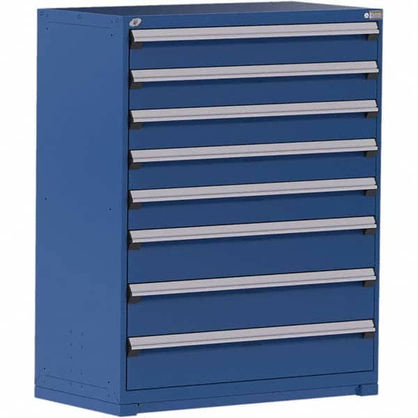 Rousseau Metal - 8 Drawer Avalanche Blue Steel Modular Storage Cabinet - Industrial Tool & Supply