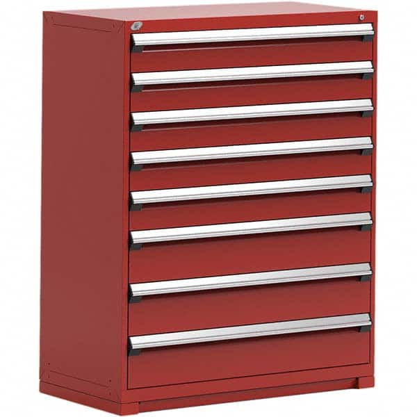 Rousseau Metal - 8 Drawer Flame Red Steel Modular Storage Cabinet - Industrial Tool & Supply