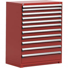 Rousseau Metal - 11 Drawer Flame Red Steel Modular Storage Cabinet - Industrial Tool & Supply