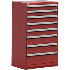 Rousseau Metal - 8 Drawer Flame Red Steel Modular Storage Cabinet - Industrial Tool & Supply