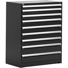 Rousseau Metal - 9 Drawer Black Steel Modular Storage Cabinet - Industrial Tool & Supply