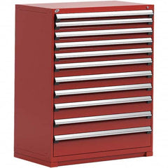 Rousseau Metal - 11 Drawer Flame Red Steel Modular Storage Cabinet - Industrial Tool & Supply