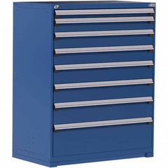 Rousseau Metal - 9 Drawer Avalanche Blue Steel Modular Storage Cabinet - Industrial Tool & Supply