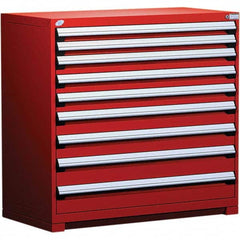 Rousseau Metal - 9 Drawer Flame Red Steel Modular Storage Cabinet - Industrial Tool & Supply