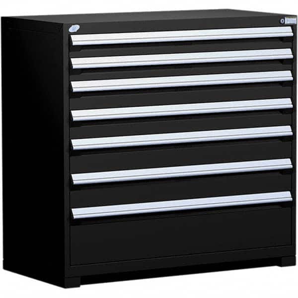 Rousseau Metal - 7 Drawer Black Steel Modular Storage Cabinet - Industrial Tool & Supply