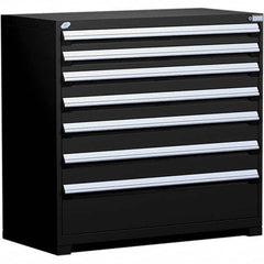Rousseau Metal - 7 Drawer Black Steel Modular Storage Cabinet - Industrial Tool & Supply
