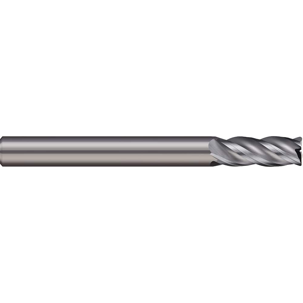 Corner Radius End Mill: 0.3937″ Dia, 0.748″ LOC, 4 Flutes, Solid Carbide 38 ° Helix, Bright/Uncoated, Corner Radius End