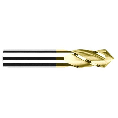 0.1875″ (3/16″) Cutter Diameter × 0.6250″ (5/8″) Length of Cut × 90° included Carbide Drill/End Mill, 4 Flutes, TiN Coated