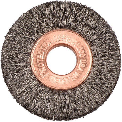 1-1/2″ Small Diameter Crimped Wire Wheel, .006″ Steel Fill, 3/8″ Arbor Hole - Industrial Tool & Supply