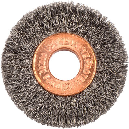 1-1/2″ Small Diameter Crimped Wire Wheel, .008″ Steel Fill, 3/8″ Arbor Hole - Industrial Tool & Supply