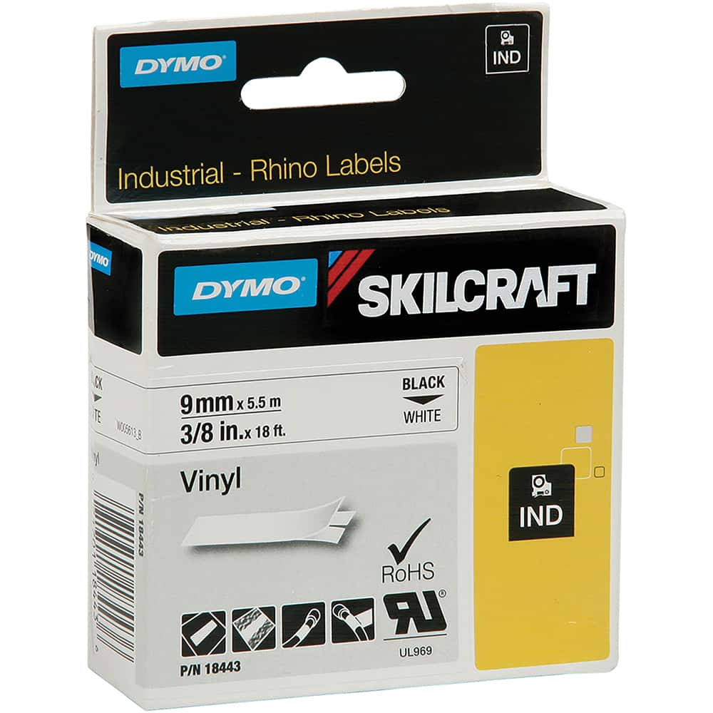 Ability One - Labels, Ribbons & Tapes; Type: Label Tape ; Color: White; Black ; For Use With: Dymo/Skilcraft Rhino 4200 ; Width (Inch): 3/4 ; Length (Feet): 11-1/2 ; Material: Vinyl - Exact Industrial Supply