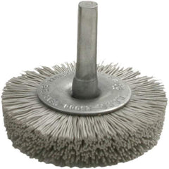 Brush Research Mfg. - 600 Grit, 1-3/4" Brush Diam, Crimped, Flared End Brush - Fine Grade, 1/4" Diam Steel Shank, 2,500 Max RPM - Industrial Tool & Supply