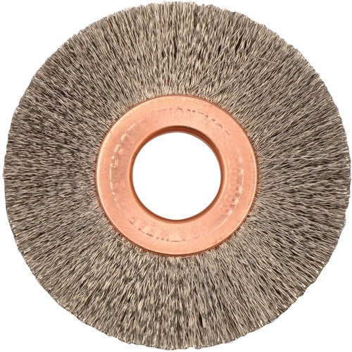 2″ Diameter-1/2″ Arbor Hole - Copper Center Steel Wire Straight Wheel - Industrial Tool & Supply