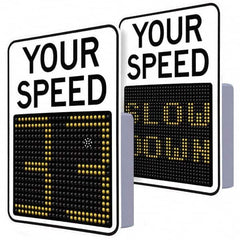 TAPCO - "Your Speed," 29" Wide x 23" High Aluminum Face/Polycarbonate Housing Speed Limit Sign - Industrial Tool & Supply