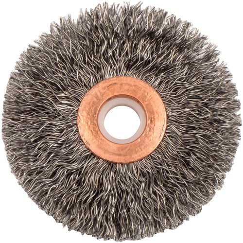 2-1/2″ Small Diameter Crimped Wire Wheel, .014″ Steel Fill, 1/2″-3/8″ Arbor Hole - Industrial Tool & Supply