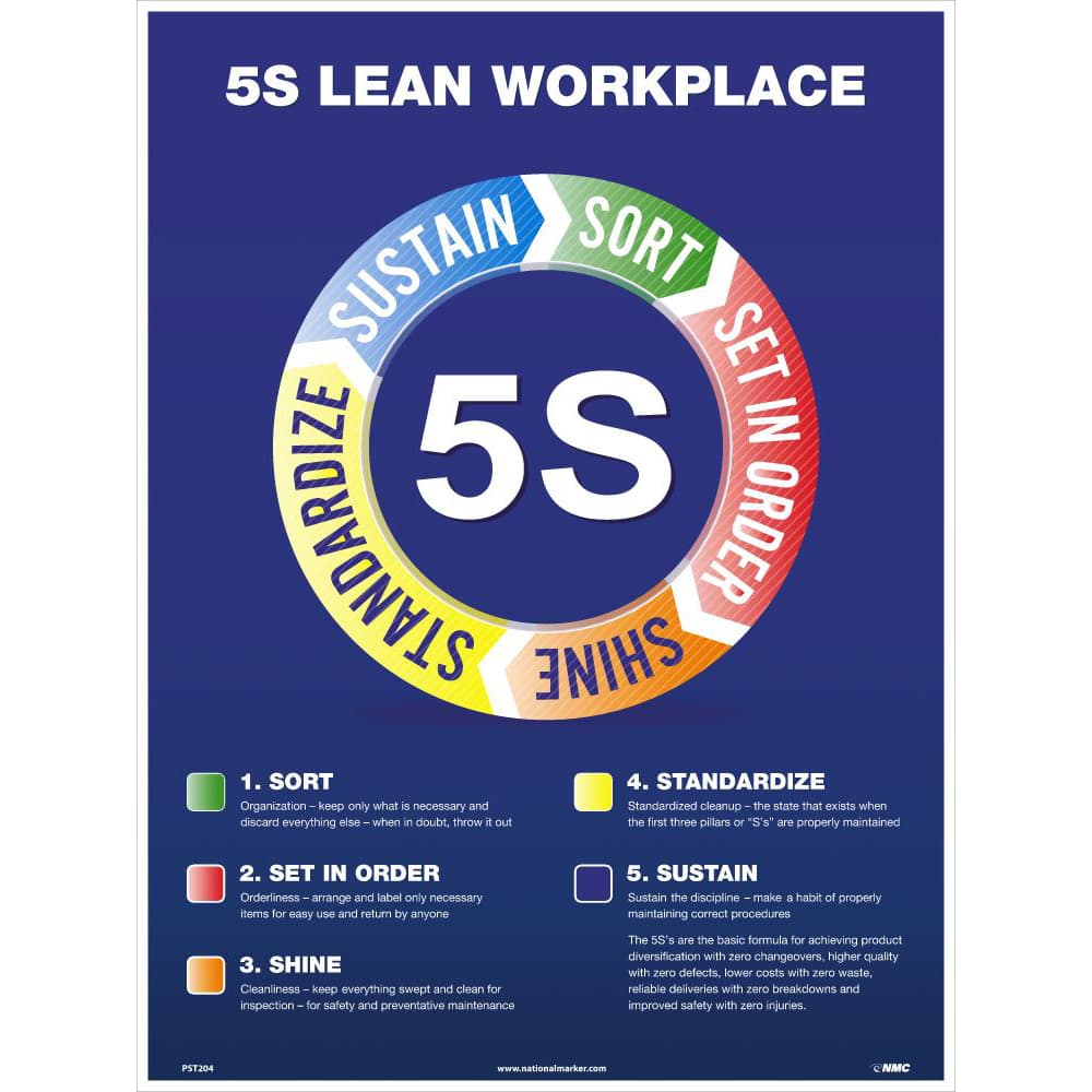 NMC - Training & Safety Awareness Posters; Subject: Teamwork ; Training Program Title: 5S; General Training Series ; Message: 5S Lean Workplace ; Series: Not Applicable ; Language: English ; Background Color: White - Exact Industrial Supply