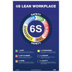 NMC - Training & Safety Awareness Posters; Subject: Teamwork ; Training Program Title: 5S; General Training Series ; Message: 6S Lean Workplace ; Series: Not Applicable ; Language: English ; Background Color: White - Exact Industrial Supply