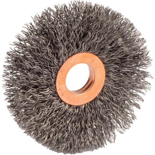 3″ Small Diameter Crimped Wire Wheel, .014″ Steel Fill, 5/8″ Arbor Hole - Industrial Tool & Supply