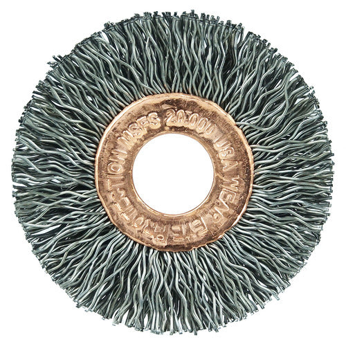 1-1/2″ Small Diameter Crimped Wire Wheel, .008″ Steel Fill, 1/2″ Arbor Hole - Industrial Tool & Supply