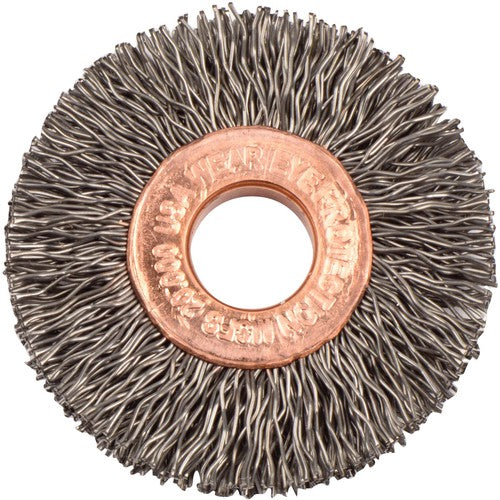 1 1/2″ Diameter-3/8″ Arbor Hole - Copper Center Steel Wire Straight Wheel - Industrial Tool & Supply