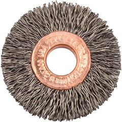 1 1/2″ Diameter-3/8″ Arbor Hole - Copper Center Steel Wire Straight Wheel - Industrial Tool & Supply