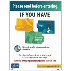 NMC - "Please Read Before Entering - If You Have Fever Cough Shortness of Breath Please Call Our Office Before Coming Inside", 18" Wide x 24" High, Paper Safety Sign - Industrial Tool & Supply