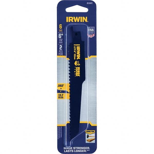 Irwin - Reciprocating Saw Blades Blade Material: Bi-Metal Blade Length (Inch): 6 - Industrial Tool & Supply