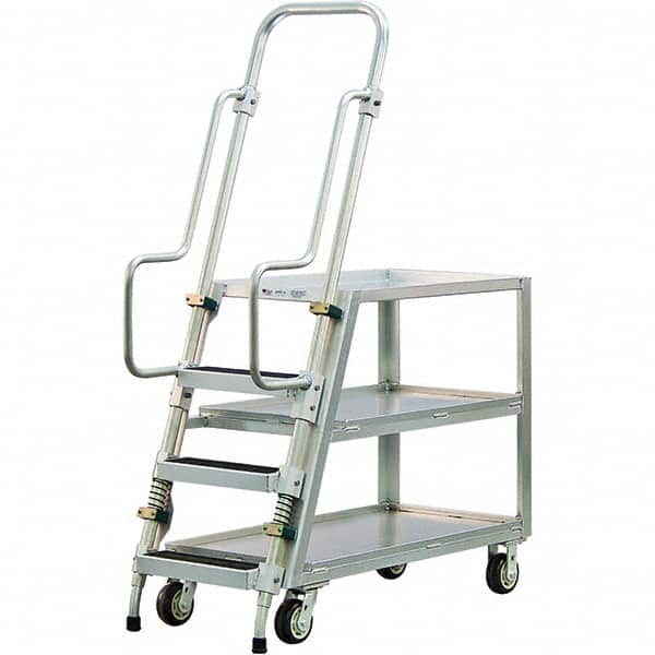New Age Industrial - 69-1/2" High 800 Lb Capacity 3 Step Stock-Picking Ladder - Industrial Tool & Supply