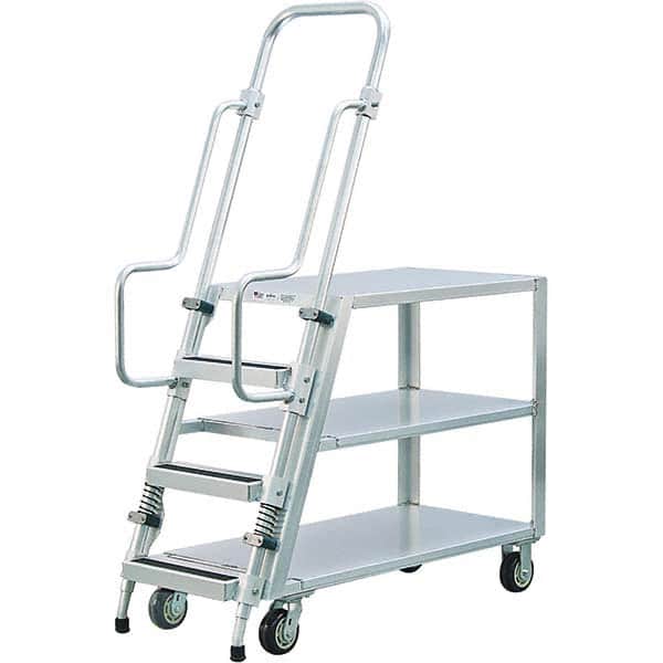 New Age Industrial - 69-1/2" High 800 Lb Capacity 3 Step Stock-Picking Ladder - Industrial Tool & Supply