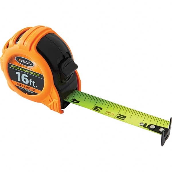 Keson - 16' x 1" Hi-Vis Yellow/White Blade Tape Measure - Industrial Tool & Supply
