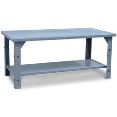 Strong Hold - Stationary Work Benches, Tables Type: Adjustable Leg Top Material: 7 Gauge Steel - Industrial Tool & Supply